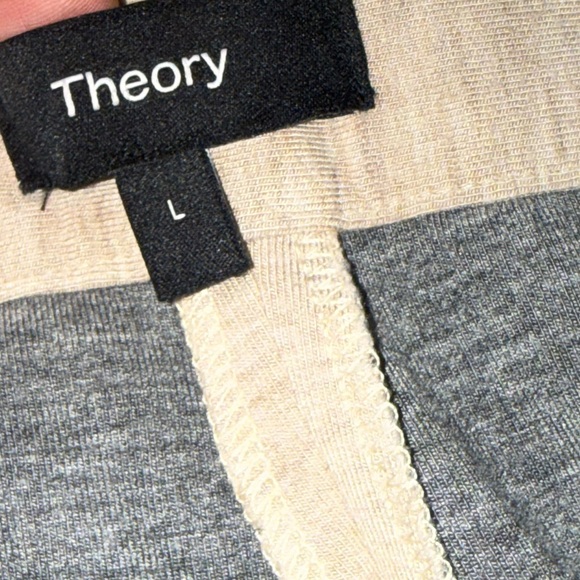 Theory Heathered Khaki Pull-On Pants Size L Elastic Waist Pockets 27.5 - Picture 9 of 12